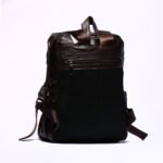 Sac à dos en cuir marron noirci – Image 2
